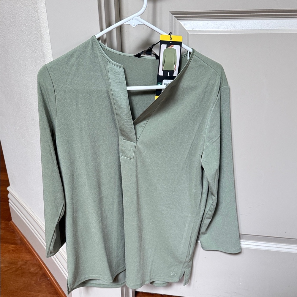 Banana Republic Olive V-Neck Blouse